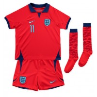 Koszulka piłkarska Anglia Marcus Rashford #11 Strój wyjazdowy dla dzieci MŚ 2022 tanio Krótki Rękaw (+ Krótkie spodenki)
